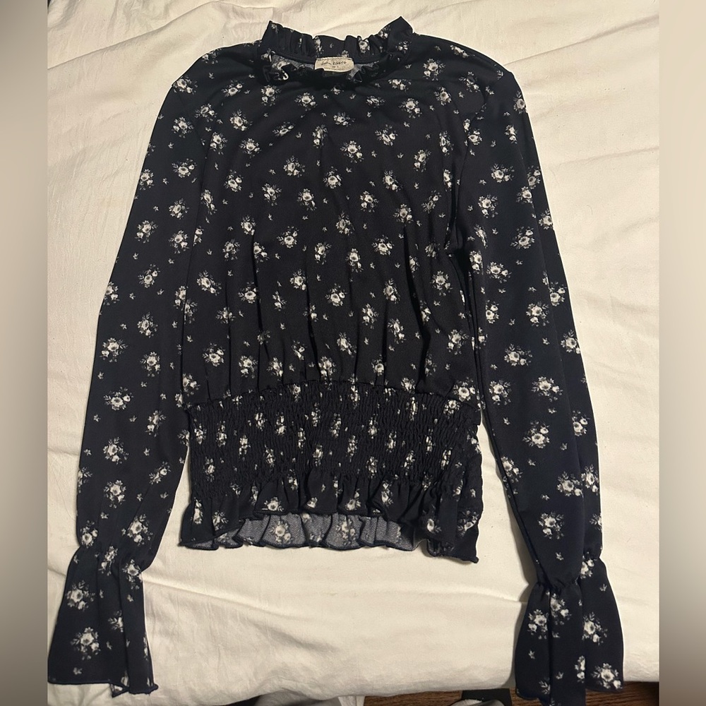 Navy blue floral blouse